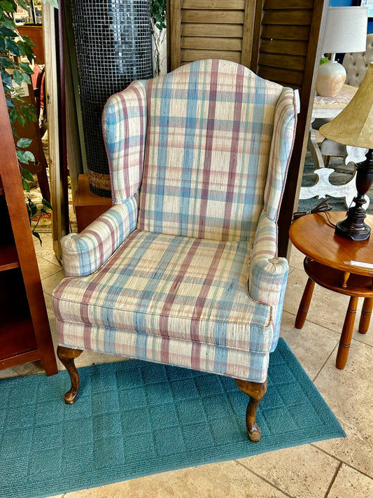 Plaid Chair Wing Back