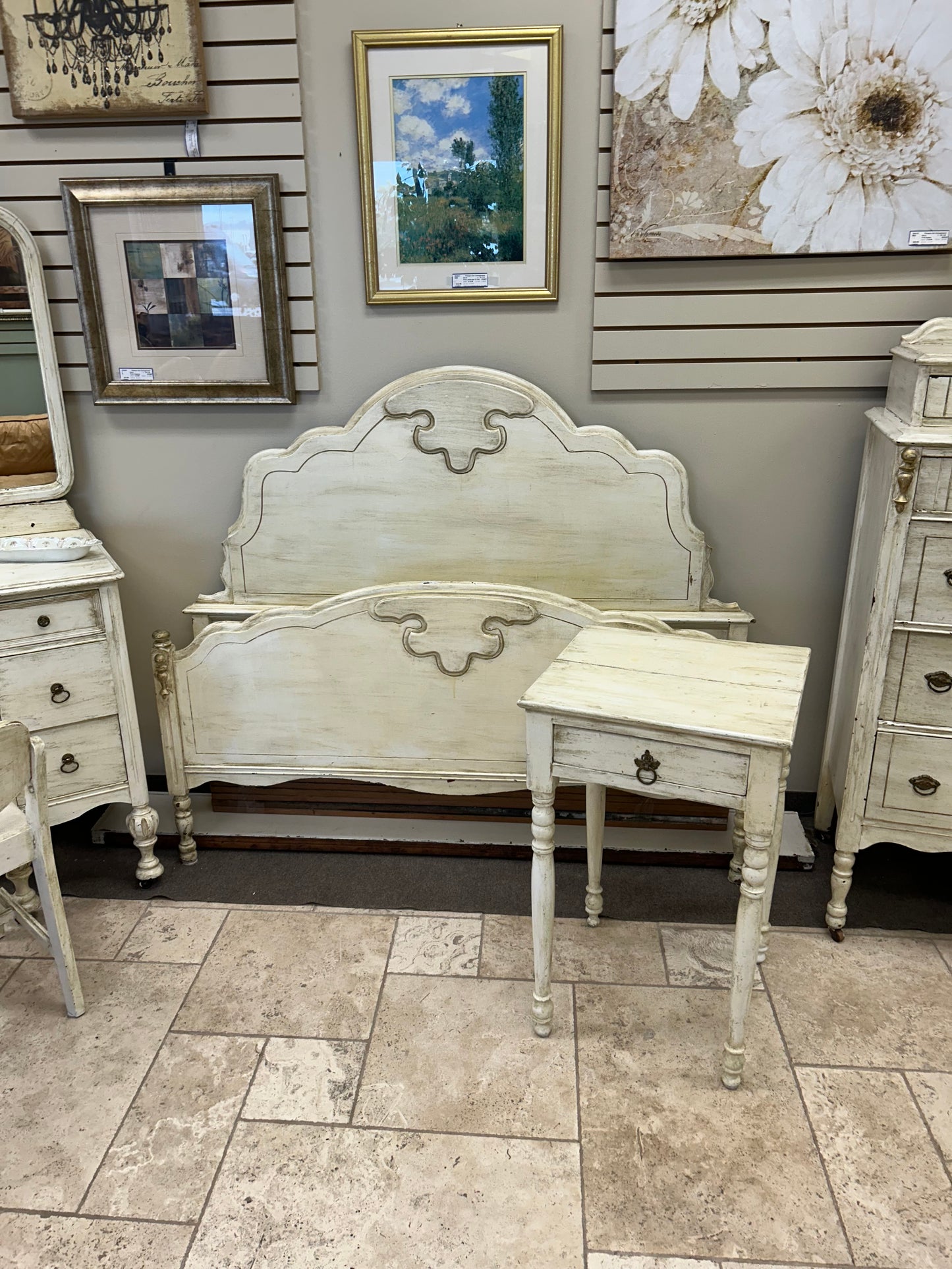 Bed Full Shabby Painted