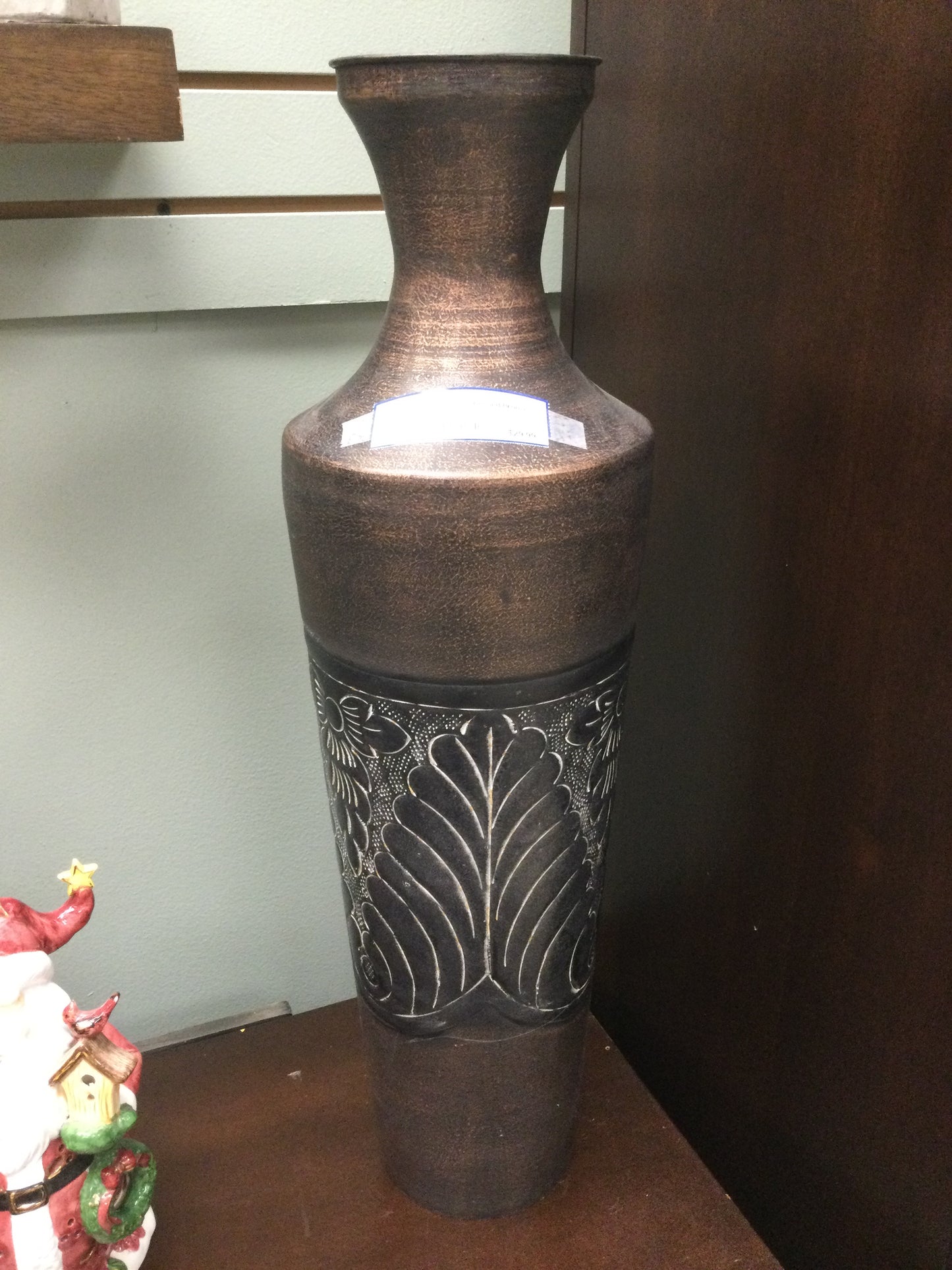 Vase Metal Embossed Bronze Large