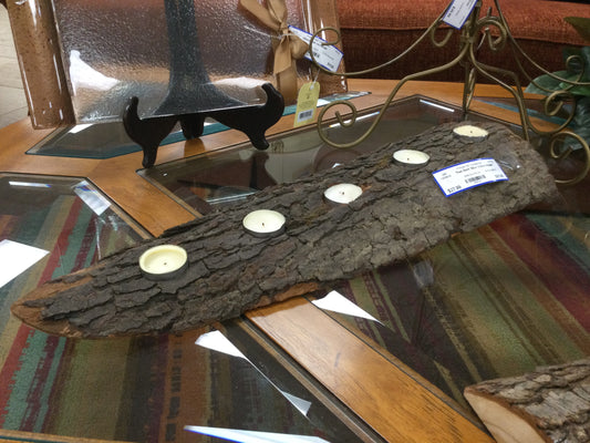 Tree Bark Slice Votive Holder